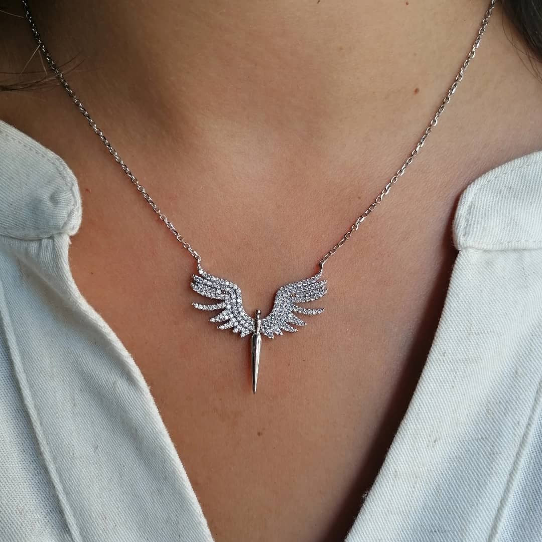 Phoenix Necklace – Sterling Silver with Zircon - AWAD SILVER JEWELLERY TRADING LLC