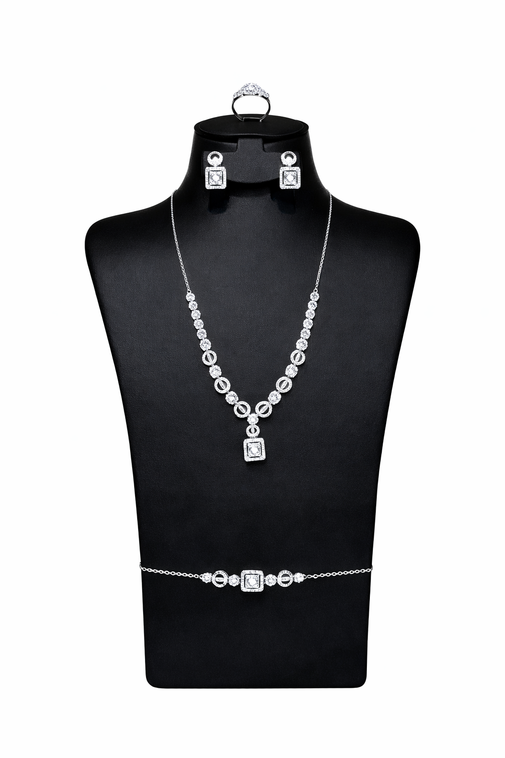 Modern Square Diamond Jewelry Set – Contemporary Luxury - AWAD SILVER JEWELLERY TRADING LLC